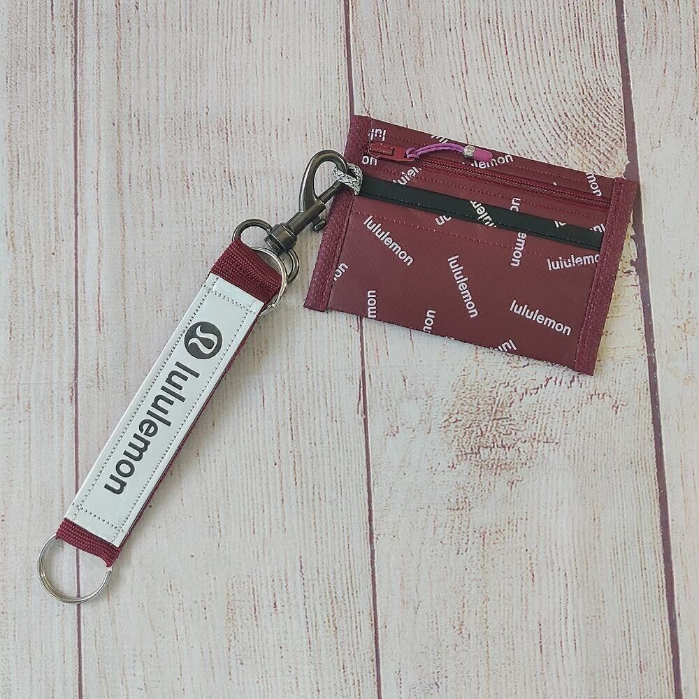 Lululemon handmade credit card ID coin holder keychain set